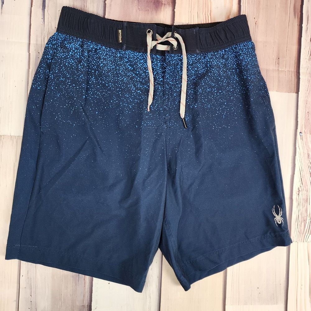 SPYDER Swim Men's M Blue Lined Drawstring Swim Trunks Board Shorts Blue Clean - Picture 1 of 8